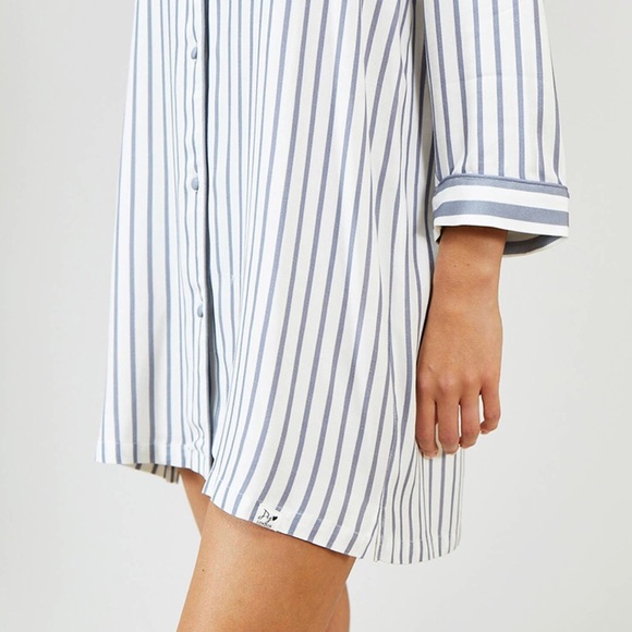 Boyfriend Stripe Nightshirt Gray and Ecru - Picture 4 of 5